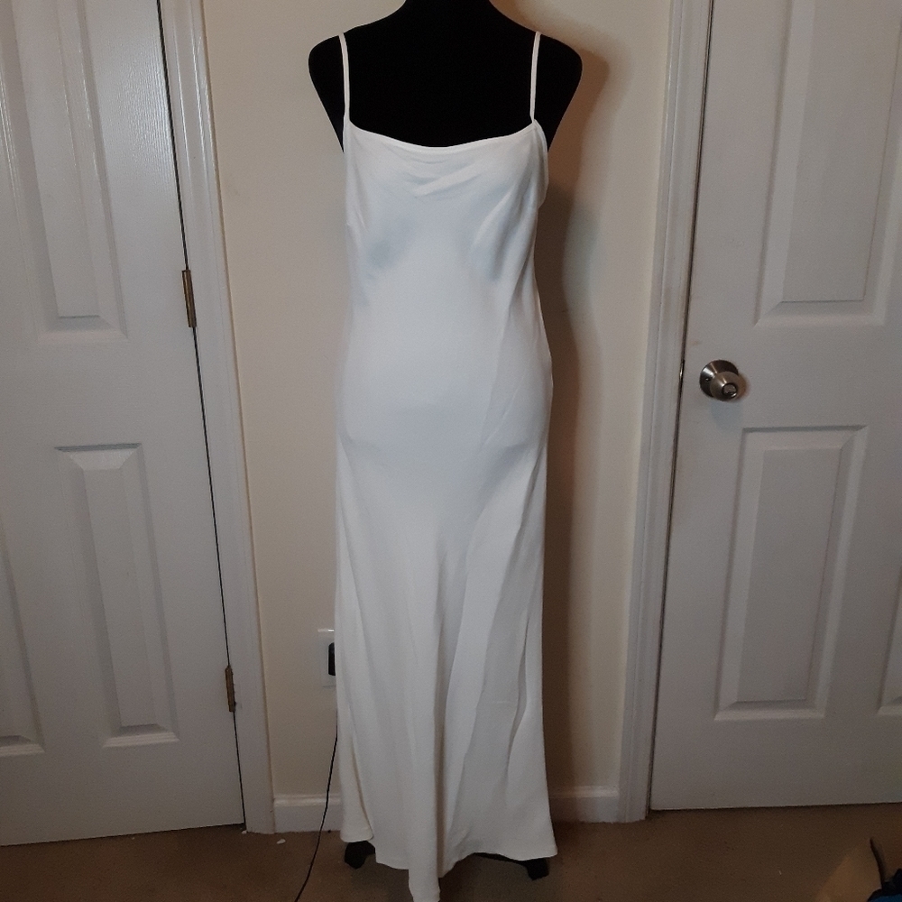 ZARA open back Oyster White  midi dress Sz-S